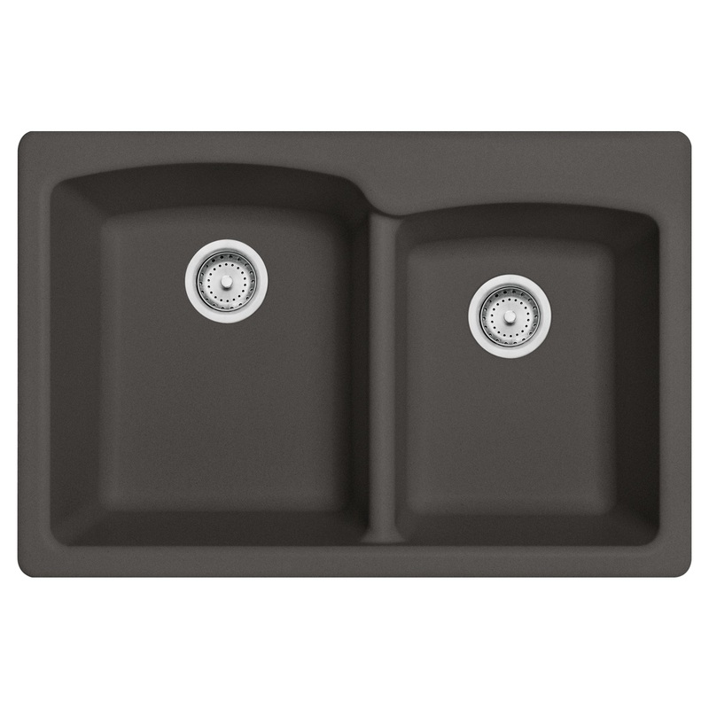 FRANKE EOSL33229-1 Ellipse 33.0-in. x 22.0-in. Granite Dual Mount Double Bowl Kitchen Sink in Slate Grey