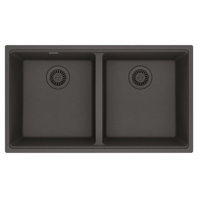 FRANKE MAG1201515-SLG Maris Undermount 33-in x 18.94-in Granite Double Bowl Kitchen Sink in Slate Grey