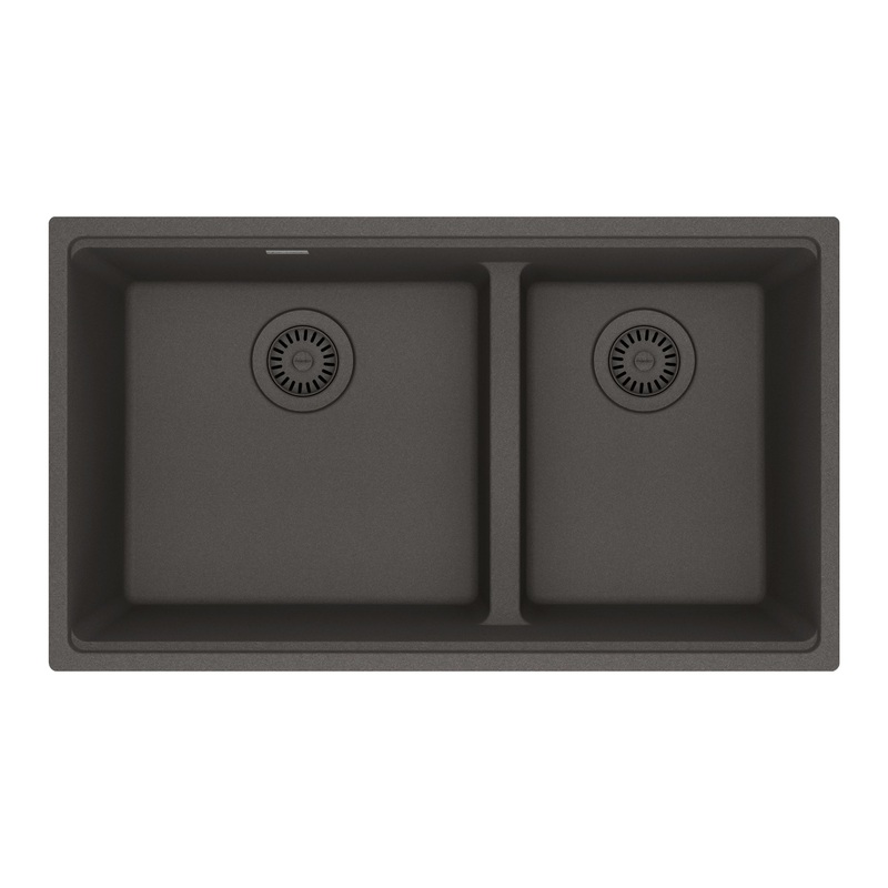 FRANKE MAG1601611LD-SLG Maris Undermount 31-in x 17.81-in Granite Double Bowl Kitchen Sink in Slate Grey