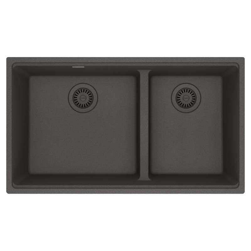 FRANKE MAG1601812LD-SLG Maris Undermount 33-in x 18.94-in Granite Double Bowl Kitchen Sink in Slate Grey