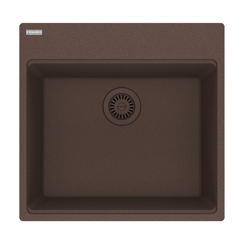 FRANKE MAG61020-MOC Maris Topmount 21.6-in x 20.8-in Granite Single Bowl Kitchen Sink in Mocha