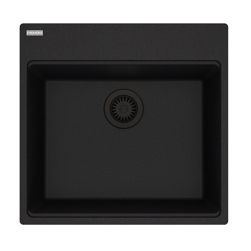 FRANKE MAG61020-ONY Maris Topmount 21.6-in x 20.8-in Granite Single Bowl Kitchen Sink in Onyx