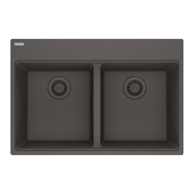 FRANKE MAG6201414-SLG Maris Topmount 31-in x 20.88-in Granite Double Bowl Kitchen Sink in Slate Grey