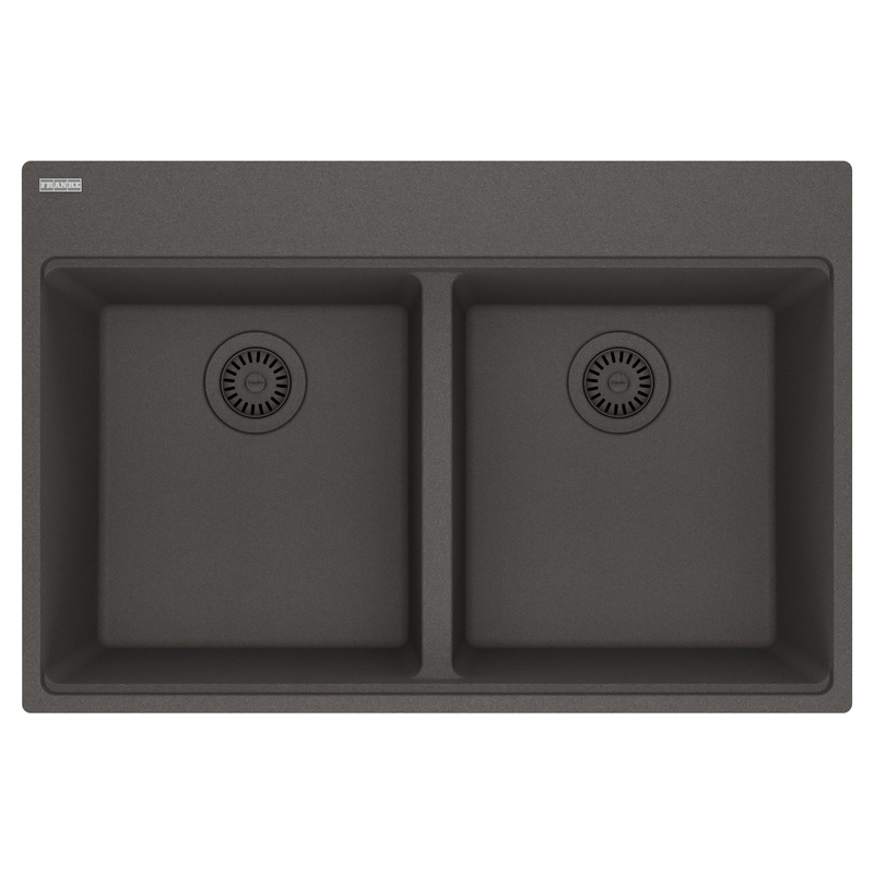 FRANKE MAG6201515-SLG Maris Topmount 33-in x 22-in Granite Double Bowl Kitchen Sink in Slate Grey