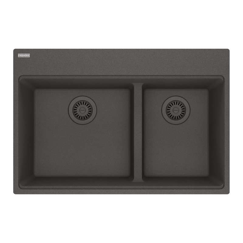 FRANKE MAG6601611LD-SLG Maris Topmount 31-in x 20.9-in Granite Double Bowl Kitchen Sink in Slate Grey