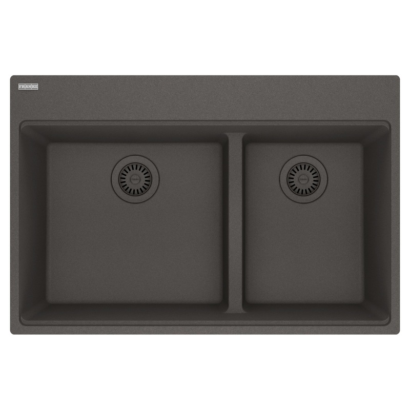 FRANKE MAG6601812LD-SLG Maris Topmount 33-in x 22-in Granite Double Bowl Kitchen Sink in Slate Grey