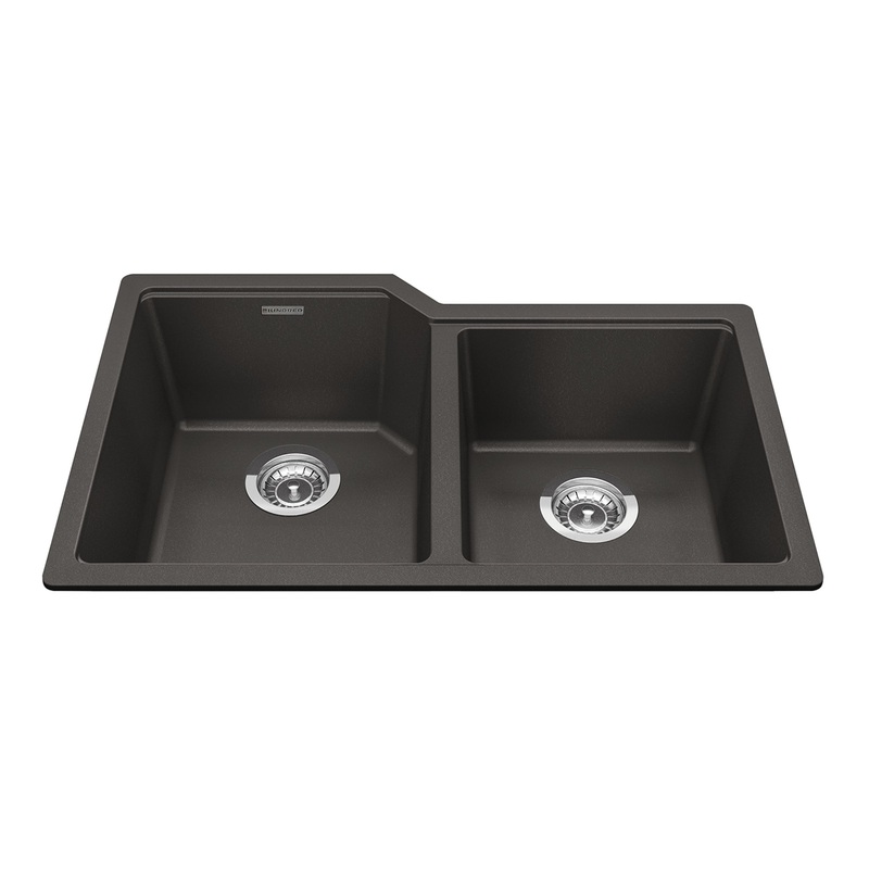 KINDRED MGC2031U-9SLGN Granite Series 30.69-in LR x 19.69-in FB Undermount Double Bowl Granite Kitchen Sink in Slate Grey