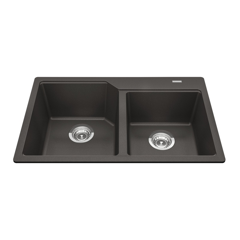 KINDRED MGCM2031-9SLGN Granite Series 30.69-in LR x 19.69-in FB Drop In Double Bowl Granite Kitchen Sink in Slate Grey