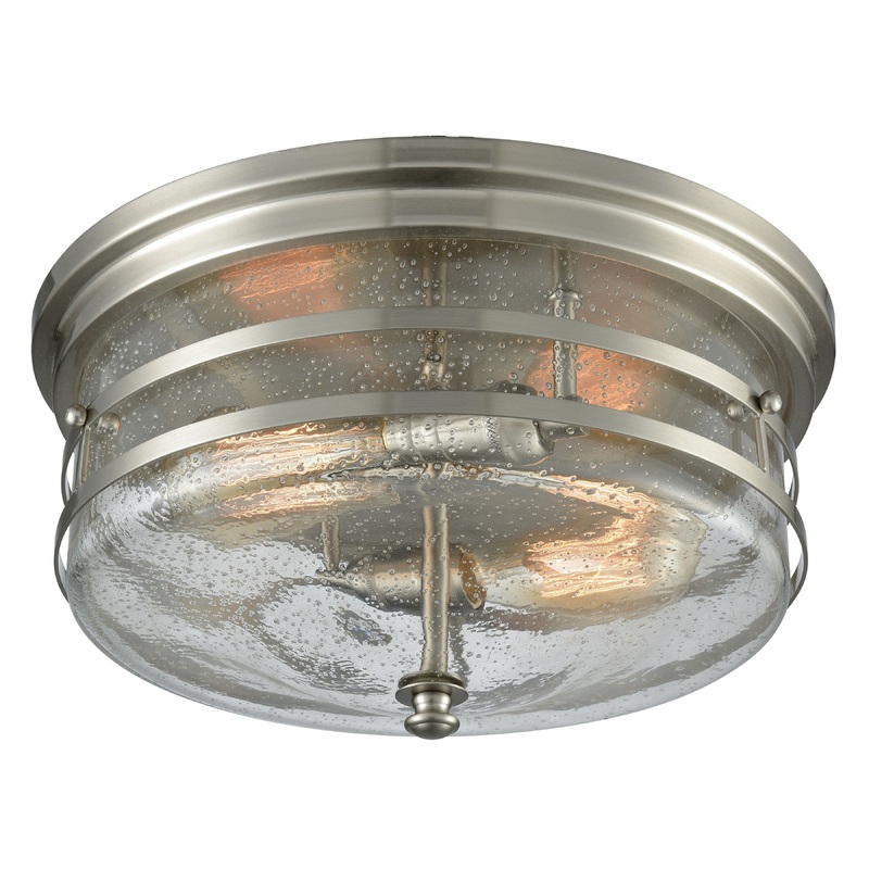 ELK SHOWROOM 11335/2 Port O'Connor 14'' Wide 2-Light Flush Mount - Satin Nickel