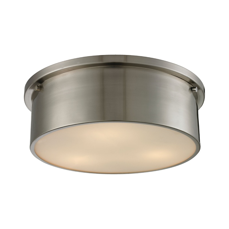 ELK SHOWROOM 11821/3 Simpson 14'' Wide 3-Light Flush Mount - Brushed Nickel