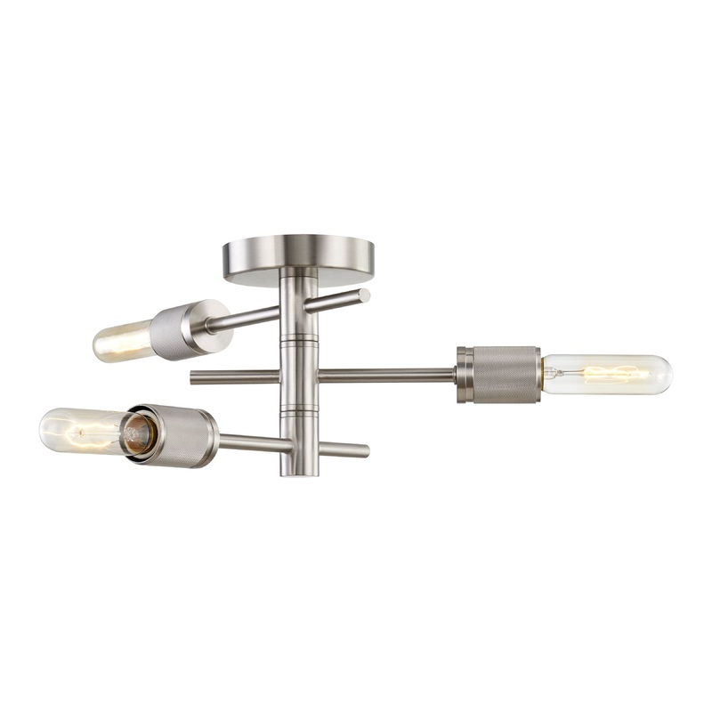 ELK SHOWROOM 47665/3 Module 15'' Wide 3-Light Semi Flush Mount - Satin Nickel