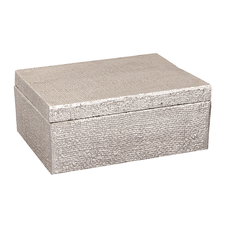 ELK SIGNATURE H0807-10665 Square Linen Texture Box - Large Nickel