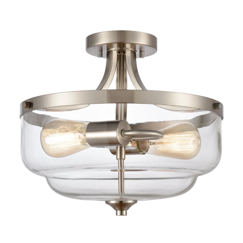 THOMAS CN320282 Calistoga 13'' Wide 2-Light Semi Flush Mount - Brushed Nickel
