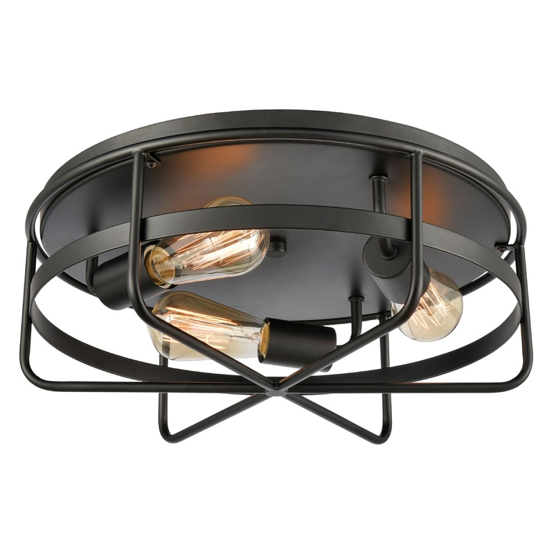 ELK SHOWROOM 46382/3 Wickshire 16'' Wide 3-Light Flush Mount - Matte Black