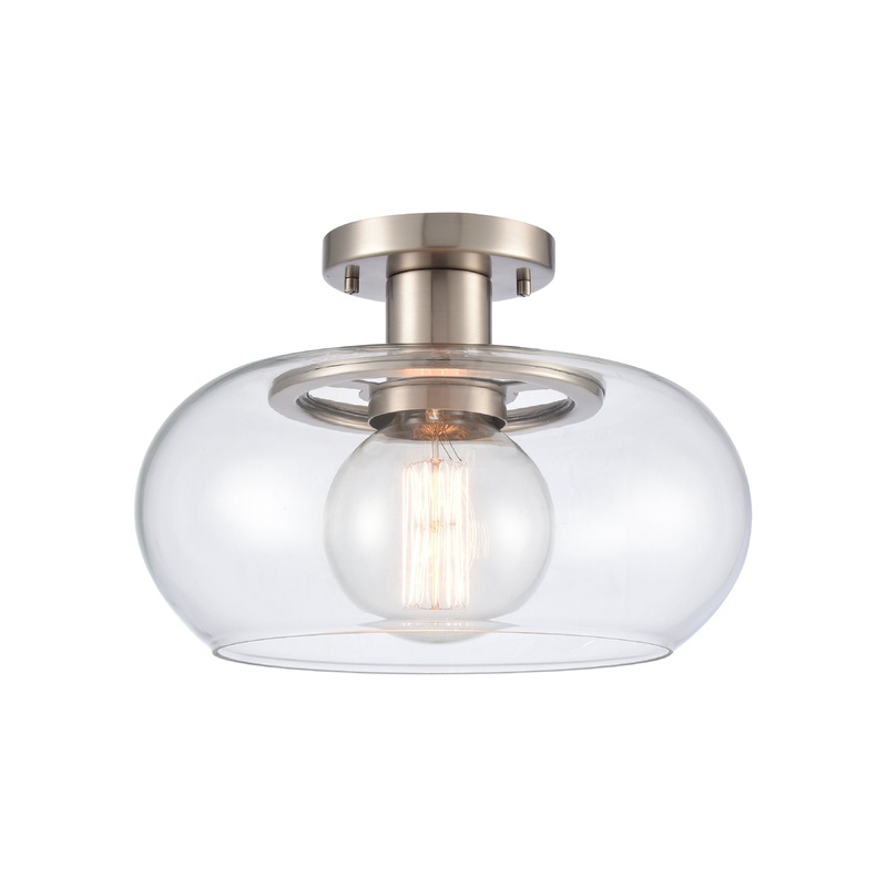 ELK SHOWROOM 89754/1 Clement 13'' Wide 1-Light Semi Flush Mount - Antique Nickel