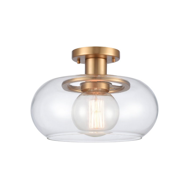 ELK SHOWROOM 89764/1 Clement 13'' Wide 1-Light Semi Flush Mount - Brushed Gold