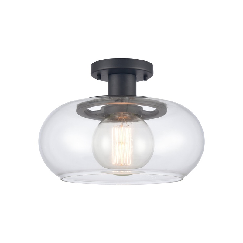 ELK SHOWROOM 89774/1 Clement 13'' Wide 1-Light Semi Flush Mount - Matte Black