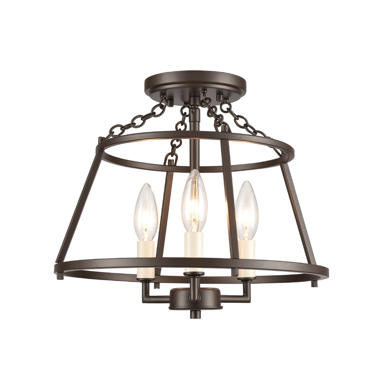 ELK SHOWROOM EC89693/3 Joanie 13'' Wide 3-Light Semi Flush Mount - Old Bronze