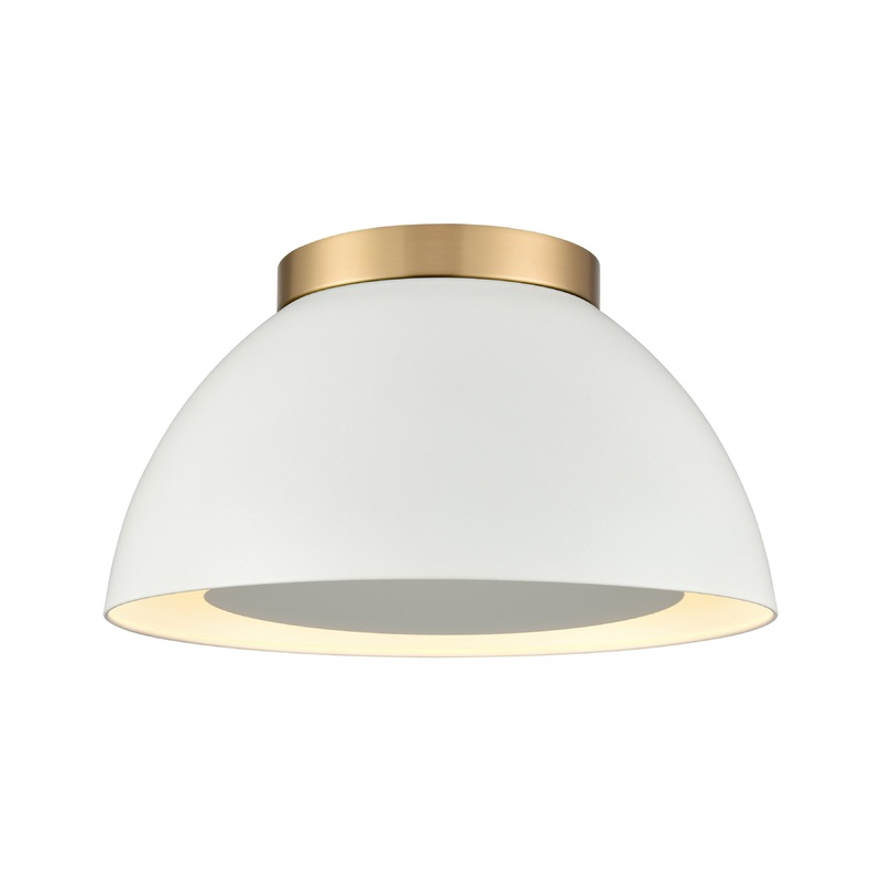 ELK SHOWROOM 52313/2 Pelham 10'' Wide 2-Light Flush Mount - Satin Brass with Matte White