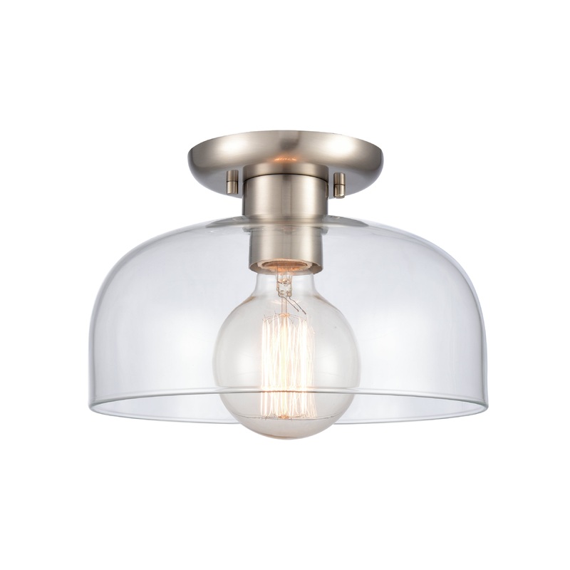 ELK SHOWROOM 89944/1 Brewer 10'' Wide 1-Light Semi Flush Mount - Brushed Nickel