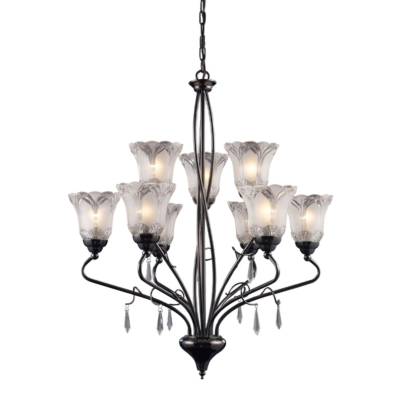 ELK SHOWROOM 08079-BKC Nouveau 26'' Wide 9-Light Chandelier - Black Chrome