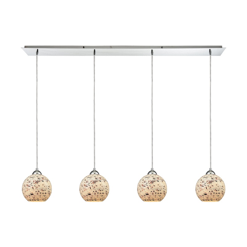 ELK SHOWROOM 10741/4LP Spatter 4-Light Linear Pendant Fixture in Polished Chrome with Spatter Mosaic Glass