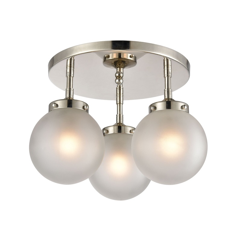 ELK SHOWROOM 15362/3 Boudreaux 15'' Wide 3-Light Semi Flush Mount - Polished Nickel