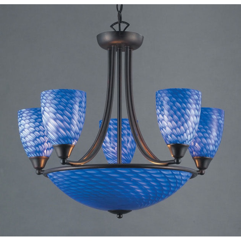 ELK SHOWROOM 419-5+3S-DR Arco Baleno 23'' Wide 8-Light Chandelier - Dark Rust with Sapphire Blue