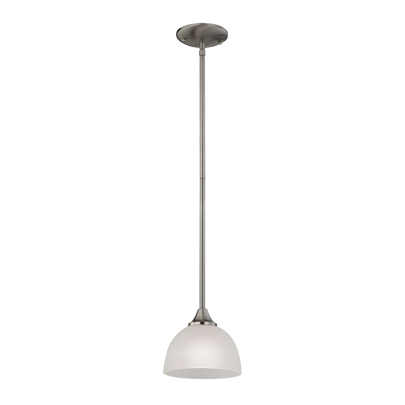 THOMAS 2101PS/20 Bristol Lane 1-Light Mini Pendant in Brushed Nickel with White Glass