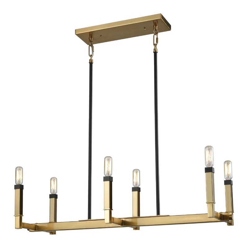 ELK SHOWROOM 67755/6 Mandeville 6-Light Chandelier in Oil Rubbed Bronze and Satin Brass