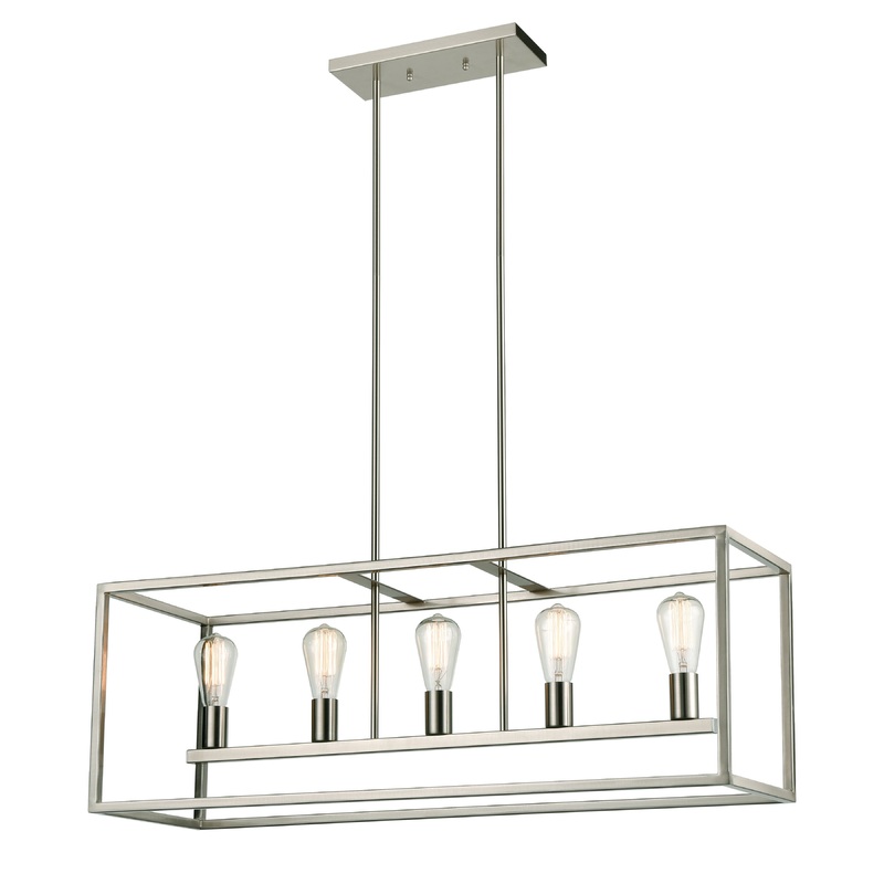 THOMAS CN150522 Williamsport 37'' Wide 5-Light Linear Chandelier - Brushed Nickel