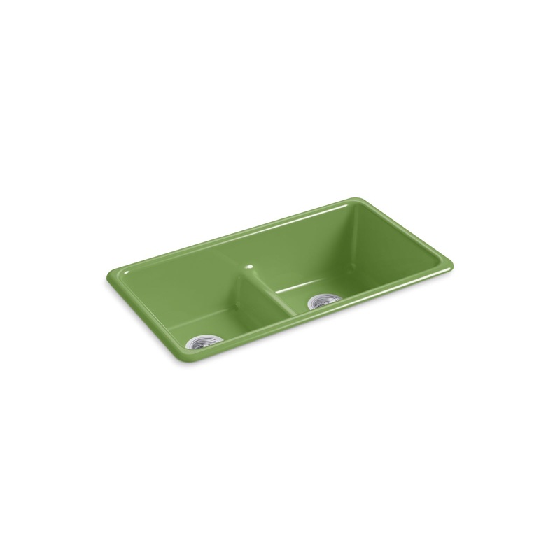 Kohler K-5312-34 Iron/Tones Smart Divide 33 In. Top-/Undermount Double-Bowl Kitchen Sink In Fresh Green
