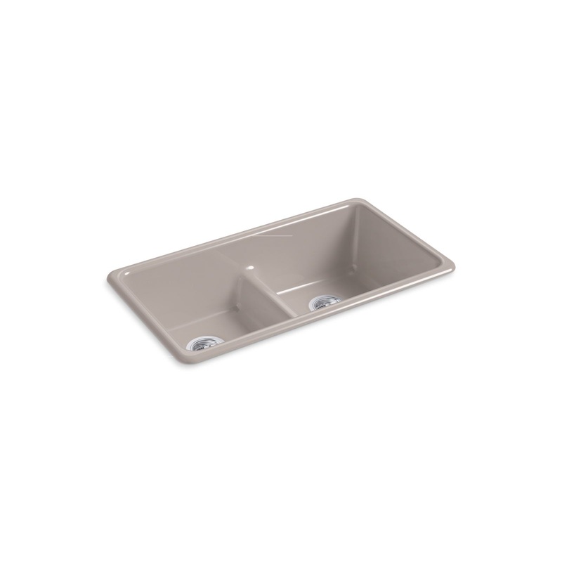KOHLER K-5312-TRF Iron/Tones Smart Divide 33" Top-/Undermount Double-Bowl Kitchen Sink In Truffle