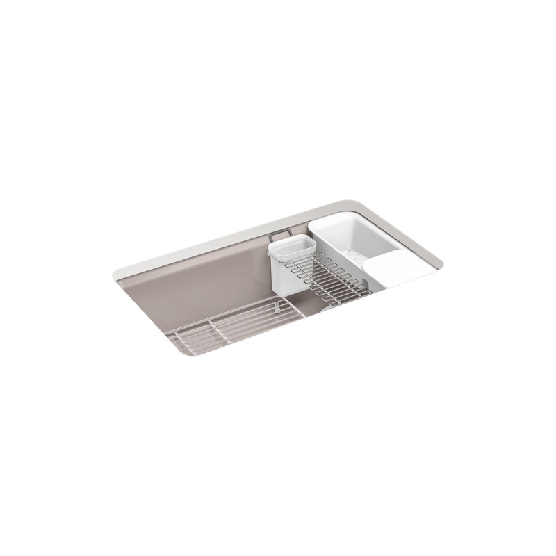 KOHLER K-5871-5UA3-TRF Riverby 33" Undermount Single-Bowl Workstation Kitchen Sink In Truffle