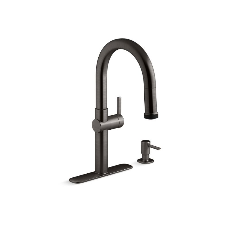 KOHLER K-R22153-SD-BLS Rune Pull-down kitchen sink faucet with two-function sprayhead In Black Stainless