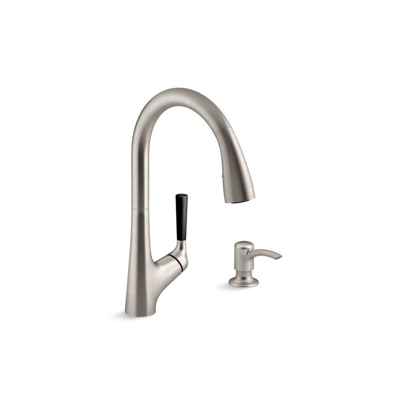 KOHLER K-R562-SD-VS Malleco Pull-down kitchen sink faucet with two-function sprayhead In Vibrant Stainless