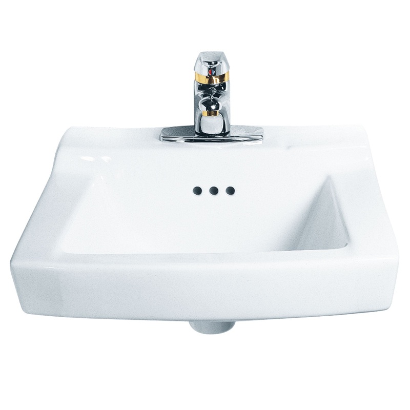 AMERICAN STANDARD 0124024.020, Comrade Wall-Hung Sink With 4-Inch Centerset, Wall Hanger Included in White