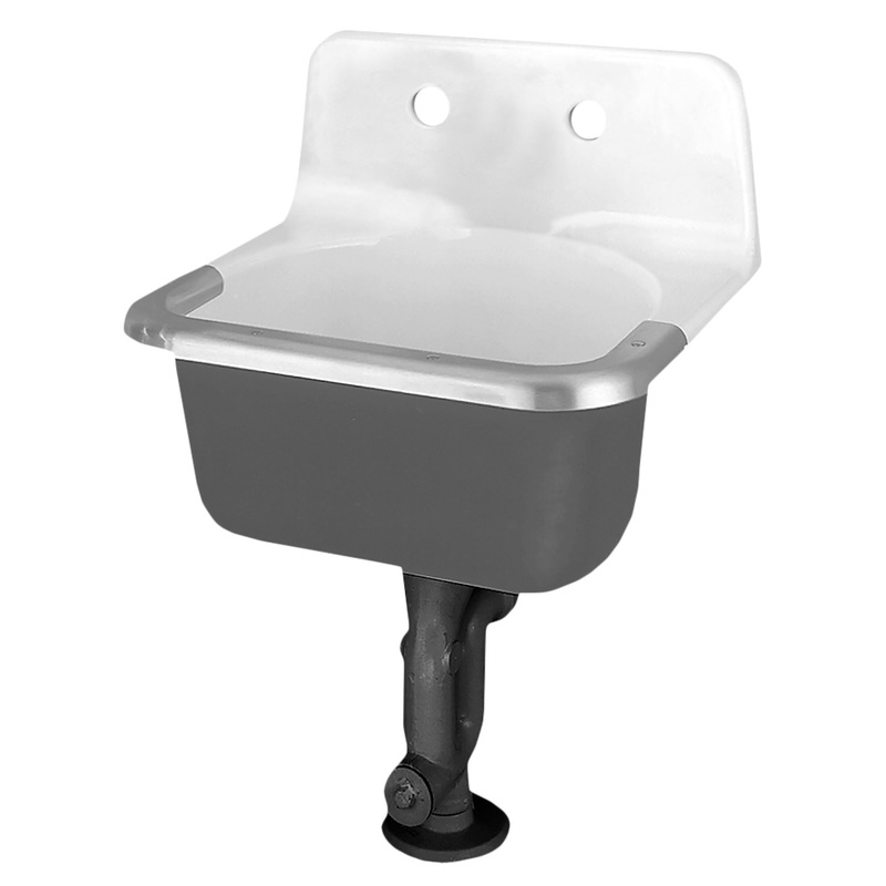AMERICAN STANDARD 7692008.020, Lakewell Wall-Hung Cast Iron Service Sink With 8-inch Faucet Holes and Rim Guard in White