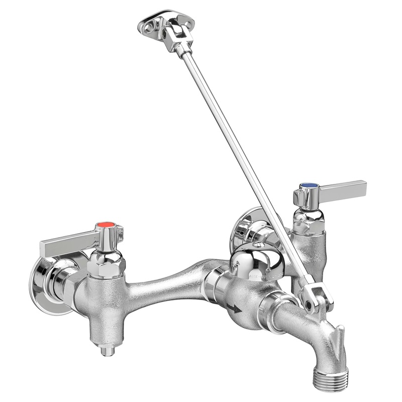AMERICAN STANDARD 8344212.004, Top Brace Wall-Mount Service Sink Faucet with 6-Inch Vacuum Breaker Spout in Rough Chrome