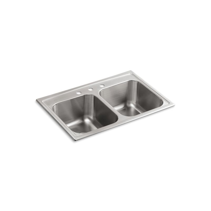 KOHLER K-3847-3-NA Toccata 33" x 22" x 9-1/4" top-mount double-equal kitchen sink
