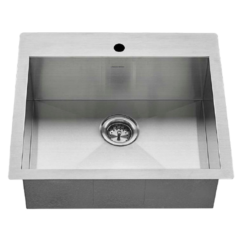 AMERICAN STANDARD 18SB.9252211.075, Edgewater 25 x 22-Inch Stainless Steel 1-Hole Undermount Single-Bowl Kitchen Sink in Stainless Stl