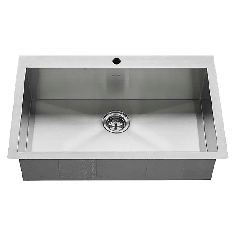 AMERICAN STANDARD 18SB.9332211.075, Edgewater 33 x 22-Inch Stainless Steel 1-Hole Dual Mount Single-Bowl Kitchen Sink in Stainless Stl