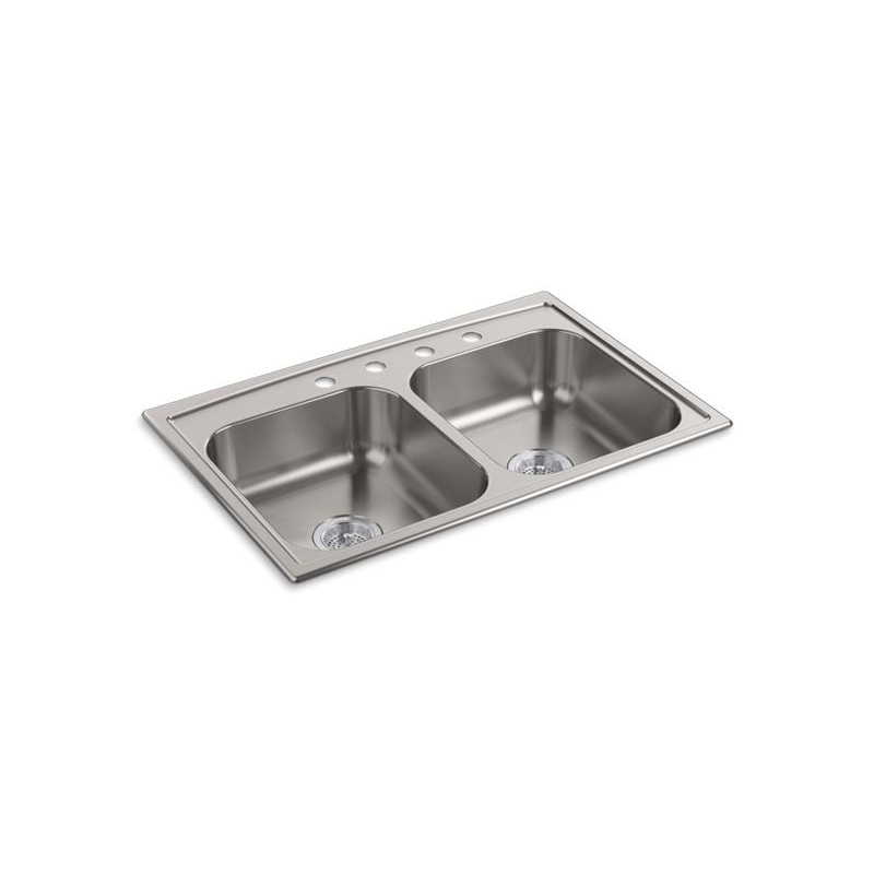KOHLER K-4015-4-NA Toccata 33" x 22" x 6" top-mount double-equal bowl kitchen sink