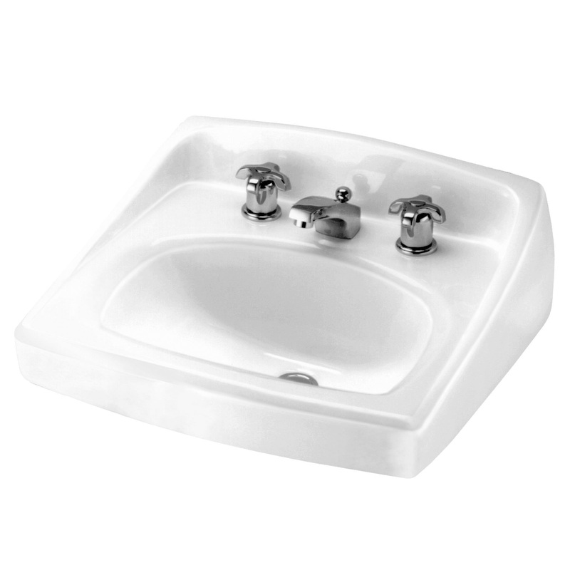AMERICAN STANDARD 0356028.020, Lucerne Wall-Hung Sink for Exposed Bracket Support With 8-Inch Widespread in White