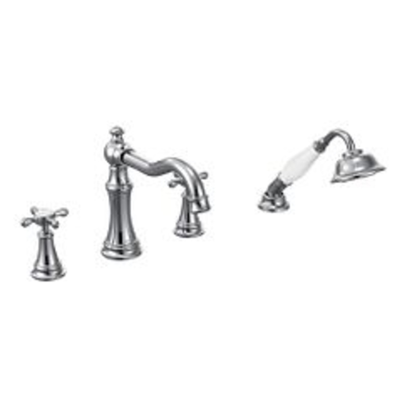 MOEN TS21102 Weymouth  Two-Handle Roman Tub Faucet Includes Hand Shower In Chrome