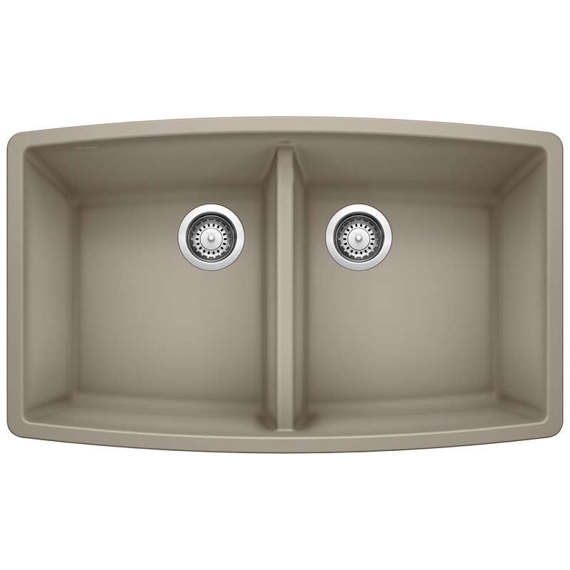 BLANCO 441290 Performa Performa SILGRANIT 33" 50/50 Double Bowl Undermount Kitchen Sink - Truffle in Truffle