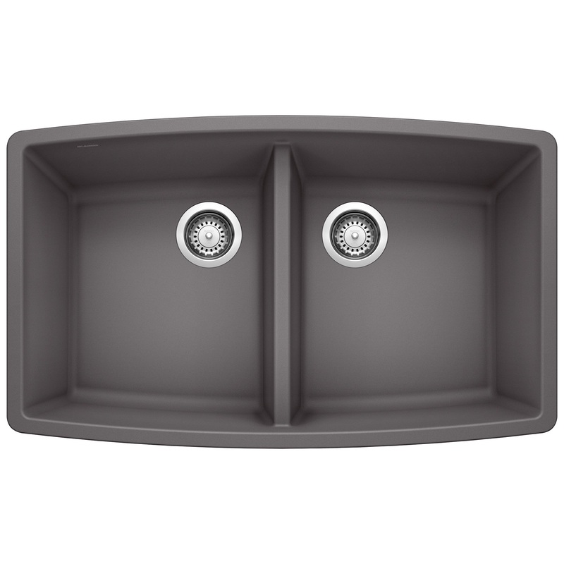 BLANCO 441473 Performa Performa SILGRANIT 33" 50/50 Double Bowl Undermount Kitchen Sink - Cinder in Cinder