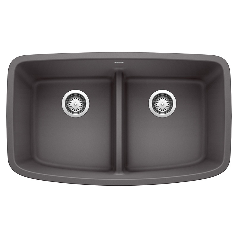 BLANCO 442196 Valea Valea SILGRANIT 32" 50/50 Double Bowl Undermount Kitchen Sink with Low Divide - Cinder in Cinder