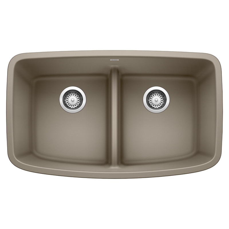 BLANCO 442197 Valea Valea SILGRANIT 32" 50/50 Double Bowl Undermount Kitchen Sink with Low Divide - Truffle in Truffle