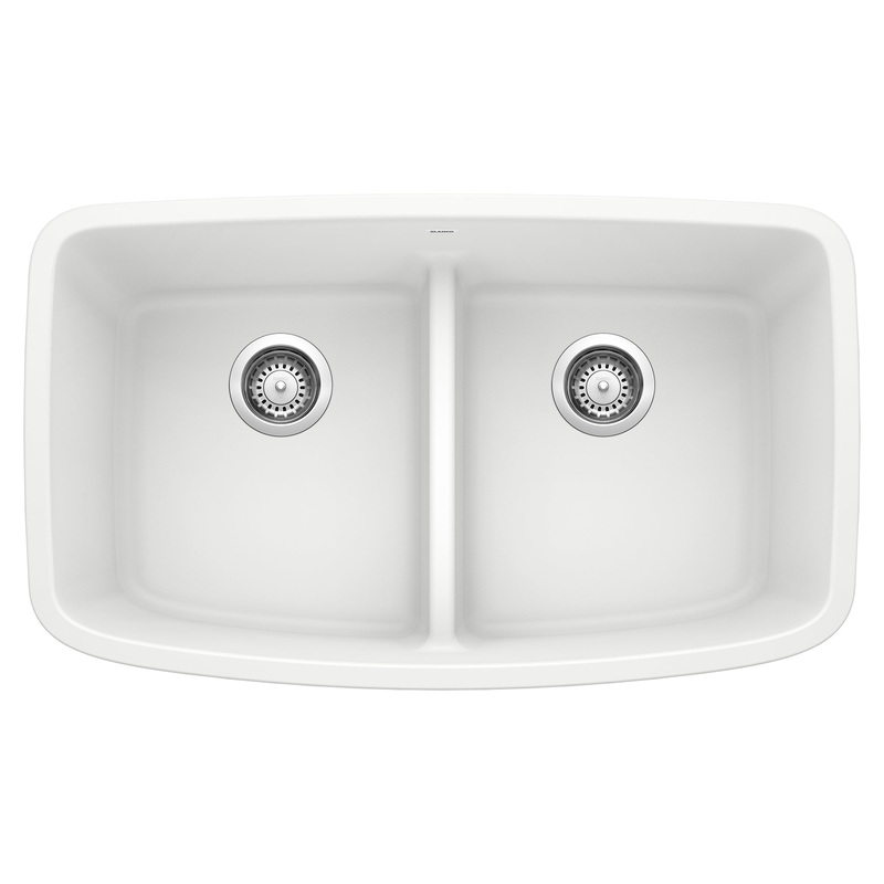 BLANCO 442199 Valea Valea SILGRANIT 32" 50/50 Double Bowl Undermount Kitchen Sink with Low Divide - White in White